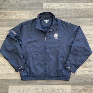 Cutter & Buck Ryder Cup WeatherTec Jacket Men LARGE Navy Weather Resist Full Zip